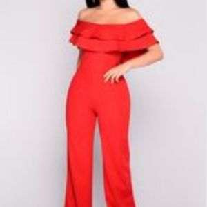 Plus size off an shoulder jumpsuit